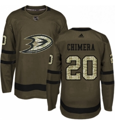 Mens Adidas Anaheim Ducks 20 Jason Chimera Authentic Green Salute to Service NHL Jersey 