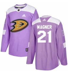 Mens Adidas Anaheim Ducks 21 Chris Wagner Authentic Purple Fights Cancer Practice NHL Jersey 