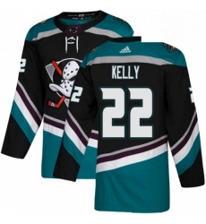 Mens Adidas Anaheim Ducks 22 Chris Kelly Authentic Black Teal Third NHL Jerse