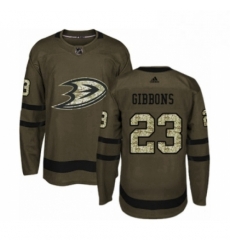 Mens Adidas Anaheim Ducks 23 Brian Gibbons Authentic Green Salute to Service NHL Jersey 