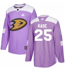 Mens Adidas Anaheim Ducks 25 Ondrej Kase Authentic Purple Fights Cancer Practice NHL Jersey 