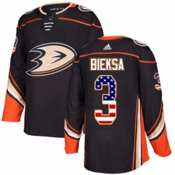 Mens Adidas Anaheim Ducks 3 Kevin Bieksa Authentic Black USA Flag Fashion NHL Jersey 