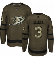 Mens Adidas Anaheim Ducks 3 Kevin Bieksa Authentic Green Salute to Service NHL Jersey 