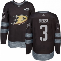 Mens Adidas Anaheim Ducks 3 Kevin Bieksa Premier Black 1917 2017 100th Anniversary NHL Jersey 