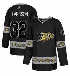 Mens Adidas Anaheim Ducks 32 Jacob Larsson Premier Black Team Logo Fashion NHL Jersey 