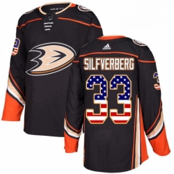 Mens Adidas Anaheim Ducks 33 Jakob Silfverberg Authentic Black USA Flag Fashion NHL Jersey 
