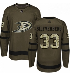Mens Adidas Anaheim Ducks 33 Jakob Silfverberg Authentic Green Salute to Service NHL Jersey 