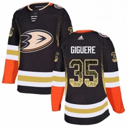 Mens Adidas Anaheim Ducks 35 Jean Sebastien Giguere Authentic Black Drift Fashion NHL Jersey 