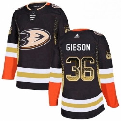 Mens Adidas Anaheim Ducks 36 John Gibson Authentic Black Drift Fashion NHL Jersey 