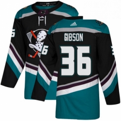 Mens Adidas Anaheim Ducks 36 John Gibson Authentic Black Teal Third NHL Jersey 