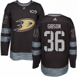 Mens Adidas Anaheim Ducks 36 John Gibson Premier Black 1917 2017 100th Anniversary NHL Jersey 