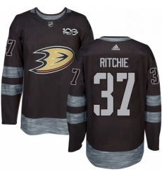 Mens Adidas Anaheim Ducks 37 Nick Ritchie Authentic Black 1917 2017 100th Anniversary NHL Jersey 