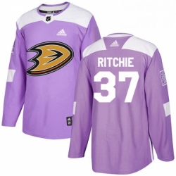 Mens Adidas Anaheim Ducks 37 Nick Ritchie Authentic Purple Fights Cancer Practice NHL Jersey 