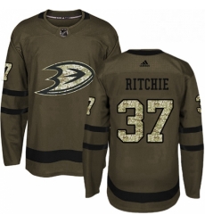 Mens Adidas Anaheim Ducks 37 Nick Ritchie Premier Green Salute to Service NHL Jersey 