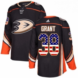 Mens Adidas Anaheim Ducks 38 Derek Grant Authentic Black USA Flag Fashion NHL Jersey 
