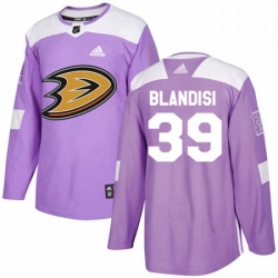 Mens Adidas Anaheim Ducks 39 Joseph Blandisi Authentic Purple Fights Cancer Practice NHL Jersey 