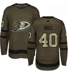 Mens Adidas Anaheim Ducks 40 Jared Boll Authentic Green Salute to Service NHL Jersey 