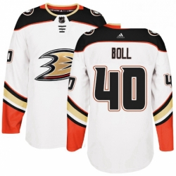 Mens Adidas Anaheim Ducks 40 Jared Boll Authentic White Away NHL Jersey 
