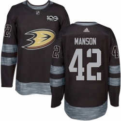 Mens Adidas Anaheim Ducks 42 Josh Manson Authentic Black 1917 2017 100th Anniversary NHL Jersey 