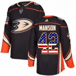 Mens Adidas Anaheim Ducks 42 Josh Manson Authentic Black USA Flag Fashion NHL Jersey 