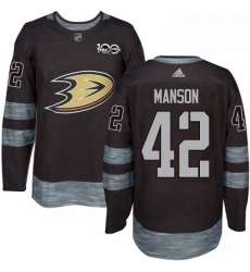Mens Adidas Anaheim Ducks 42 Josh Manson Premier Black 1917 2017 100th Anniversary NHL Jersey 