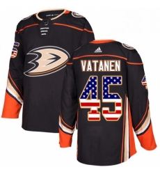 Mens Adidas Anaheim Ducks 45 Sami Vatanen Authentic Black USA Flag Fashion NHL Jersey 
