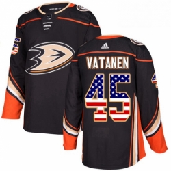 Mens Adidas Anaheim Ducks 45 Sami Vatanen Authentic Black USA Flag Fashion NHL Jersey 