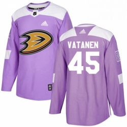 Mens Adidas Anaheim Ducks 45 Sami Vatanen Authentic Purple Fights Cancer Practice NHL Jersey 