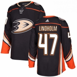 Mens Adidas Anaheim Ducks 47 Hampus Lindholm Authentic Black Home NHL Jersey 