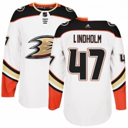 Mens Adidas Anaheim Ducks 47 Hampus Lindholm Authentic White Away NHL Jersey 