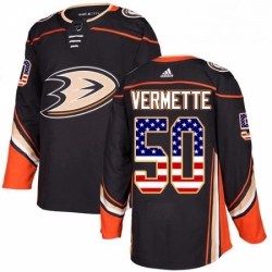 Mens Adidas Anaheim Ducks 50 Antoine Vermette Authentic Black USA Flag Fashion NHL Jersey 