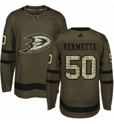 Mens Adidas Anaheim Ducks 50 Antoine Vermette Premier Green Salute to Service NHL Jersey 