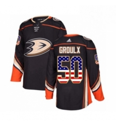 Mens Adidas Anaheim Ducks 50 Benoit Olivier Groulx Authentic Black USA Flag Fashion NHL Jersey 