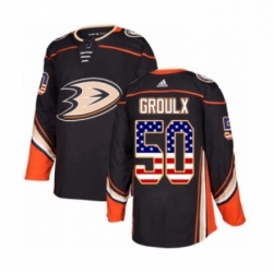 Mens Adidas Anaheim Ducks 50 Benoit Olivier Groulx Authentic Black USA Flag Fashion NHL Jersey 