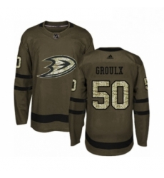 Mens Adidas Anaheim Ducks 50 Benoit Olivier Groulx Authentic Green Salute to Service NHL Jersey 