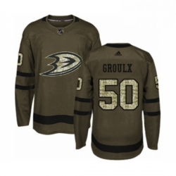 Mens Adidas Anaheim Ducks 50 Benoit Olivier Groulx Authentic Green Salute to Service NHL Jersey 
