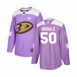 Mens Adidas Anaheim Ducks 50 Benoit Olivier Groulx Authentic Purple Fights Cancer Practice NHL Jersey 