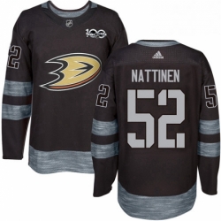 Mens Adidas Anaheim Ducks 52 Julius Nattinen Authentic Black 1917 2017 100th Anniversary NHL Jersey 