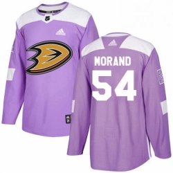 Mens Adidas Anaheim Ducks 54 Antoine Morand Authentic Purple Fights Cancer Practice NHL Jersey 