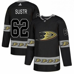 Mens Adidas Anaheim Ducks 62 Andrej Sustr Premier Black Team Logo Fashion NHL Jerse
