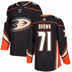 Mens Adidas Anaheim Ducks 71 JT Brown Premier Black Home NHL Jersey 
