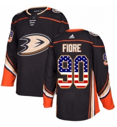 Mens Adidas Anaheim Ducks 90 Giovanni Fiore Authentic Black USA Flag Fashion NHL Jersey 