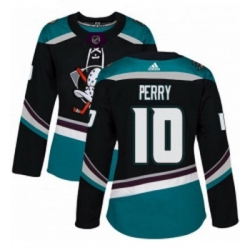 Womens Adidas Anaheim Ducks 10 Corey Perry Authentic Black Teal Third NHL Jersey 