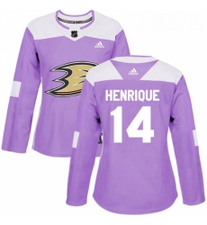 Womens Adidas Anaheim Ducks 14 Adam Henrique Authentic Purple Fights Cancer Practice NHL Jersey 