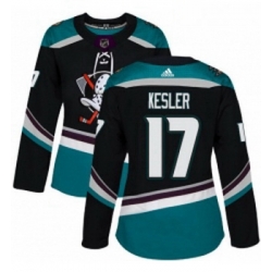 Womens Adidas Anaheim Ducks 17 Ryan Kesler Authentic Black Teal Third NHL Jersey 