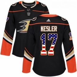 Womens Adidas Anaheim Ducks 17 Ryan Kesler Authentic Black USA Flag Fashion NHL Jersey 