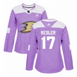 Womens Adidas Anaheim Ducks 17 Ryan Kesler Authentic Purple Fights Cancer Practice NHL Jersey 