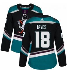 Womens Adidas Anaheim Ducks 18 Patrick Eaves Authentic Black Teal Third NHL Jersey 