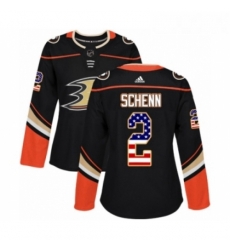 Womens Adidas Anaheim Ducks 2 Luke Schenn Authentic Black USA Flag Fashion NHL Jersey 