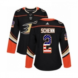 Womens Adidas Anaheim Ducks 2 Luke Schenn Authentic Black USA Flag Fashion NHL Jersey 